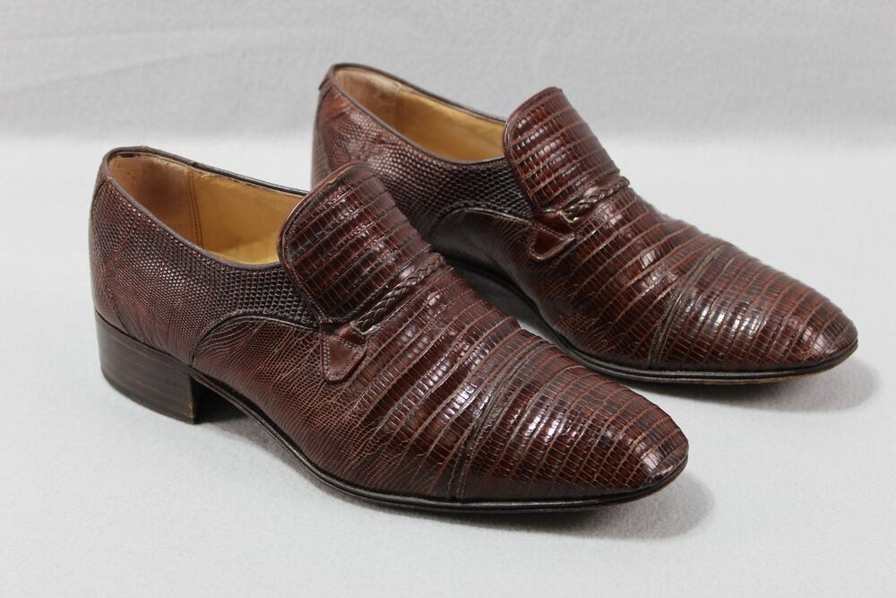 Vintage Traversi by Fratelli Exotic Lizard Leather Loafers Men's 7.5 Dress Shoes